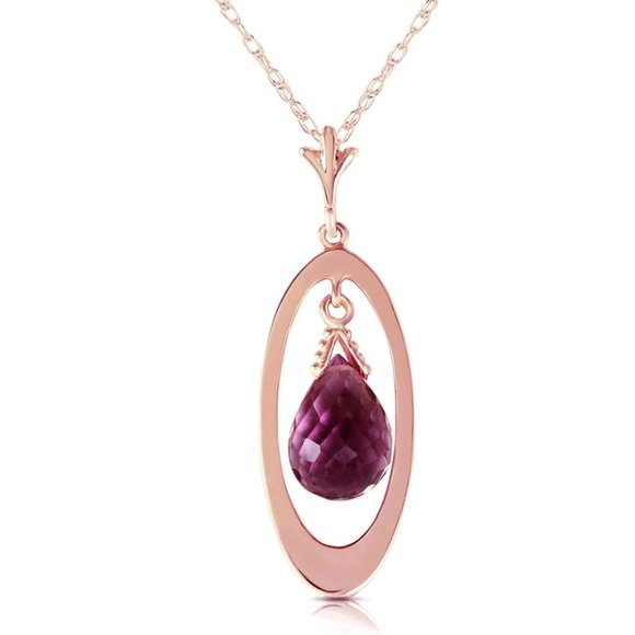 14K Rose Gold Briolette Purple Amethyst Necklace - Picture 1 of 1